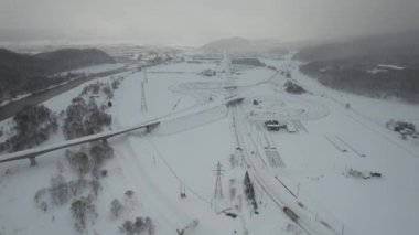 Furano, Japonya - 19 Aralık 2022: Furano ve Biei Kış Sezonu