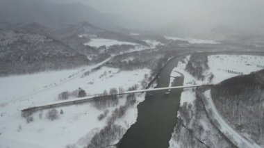 Furano, Japonya - 19 Aralık 2022: Furano ve Biei Kış Sezonu