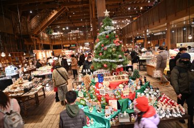 Otaru, Japonya - 18 Aralık 2022: Otaru Kış Sezonu