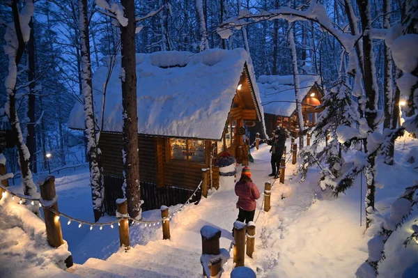 Furano, Japonya - 19 Aralık 2022: Furano ve Biei Kış Sezonu