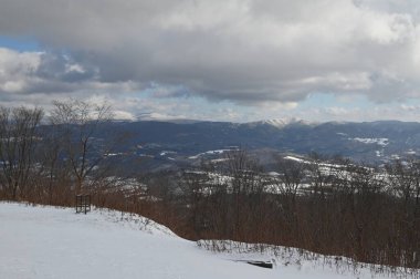 Furano, Japonya - 19 Aralık 2022: Furano ve Biei Kış Sezonu