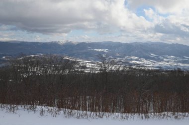Furano, Japonya - 19 Aralık 2022: Furano ve Biei Kış Sezonu