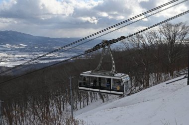 Furano, Japonya - 19 Aralık 2022: Furano ve Biei Kış Sezonu
