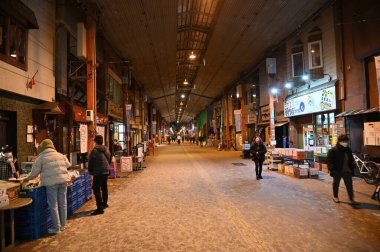 Furano, Japonya - 19 Aralık 2022: Furano ve Biei Kış Sezonu