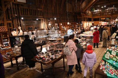 Furano, Japonya - 19 Aralık 2022: Furano ve Biei Kış Sezonu