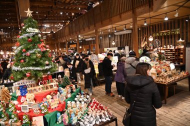 Furano, Japonya - 19 Aralık 2022: Furano ve Biei Kış Sezonu