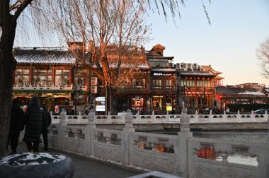 Pekin, Çin - 19 Aralık 2023: Kışın Pekin Sahnesi