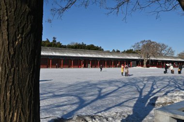 Pekin, Çin - 19 Aralık 2023: Kışın Pekin Sahnesi