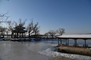 Pekin, Çin - 19 Aralık 2023: Kışın Pekin Sahnesi