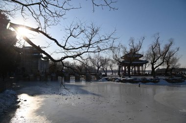 Pekin, Çin - 19 Aralık 2023: Kışın Pekin Sahnesi