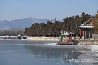 Pekin, Çin - 19 Aralık 2023: Kışın Pekin Sahnesi