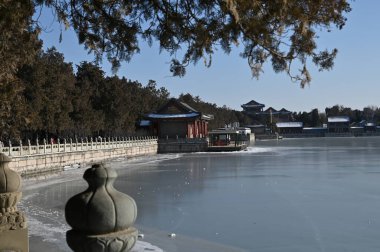 Pekin, Çin - 19 Aralık 2023: Kışın Pekin Sahnesi