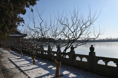 Pekin, Çin - 19 Aralık 2023: Kışın Pekin Sahnesi