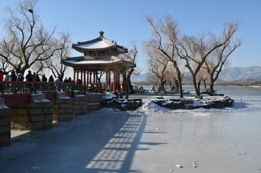Pekin, Çin - 19 Aralık 2023: Kışın Pekin Sahnesi