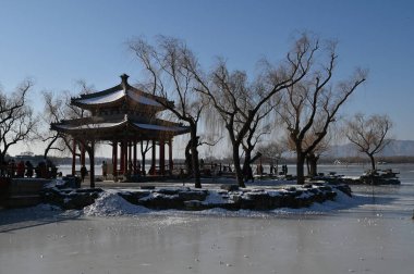 Pekin, Çin - 19 Aralık 2023: Kışın Pekin Sahnesi