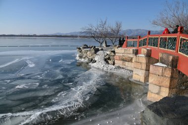 Pekin, Çin - 19 Aralık 2023: Kışın Pekin Sahnesi