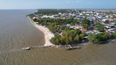 Sekinchan, Malezya 12 Şubat 2024: Sekinchan Köyü ve Pirinç Tarlalarının Havadan Görünümü