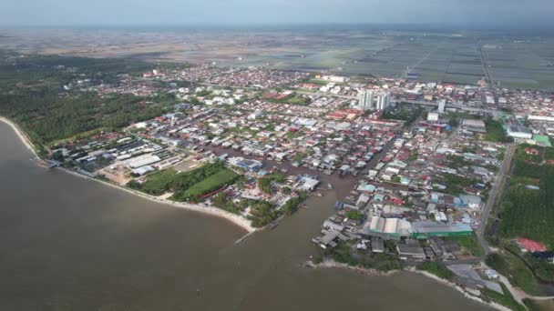 Sekinchan Malaysia February 2024 Aerial View Sekinchan Village Rice Fields — Stock Video