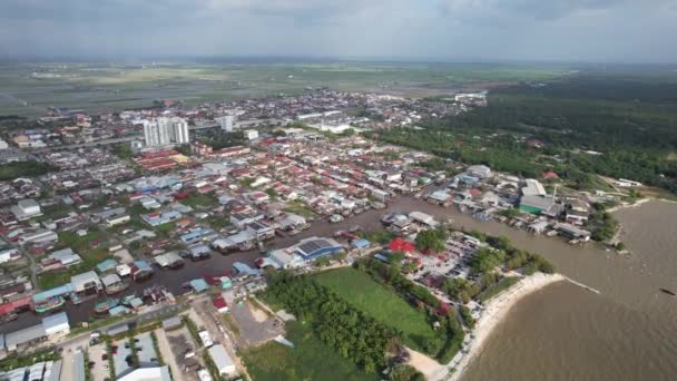 Sekinchan Malajsie Února 2024 Letecký Pohled Vesnice Sekinchan Rýžová Pole — Stock video