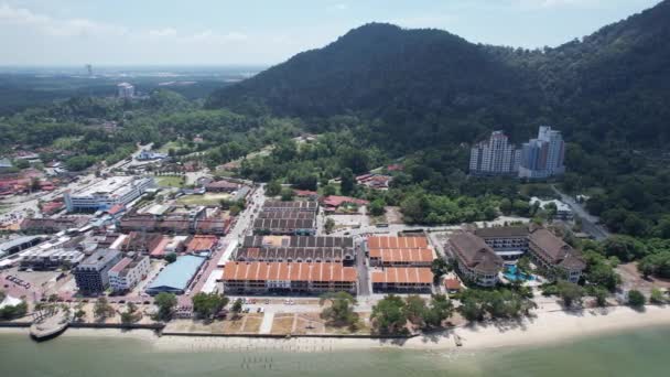 Lumut Malajsie Února 2024 Letecký Pohled Lumut Waterfront Ostrov Marina — Stock video