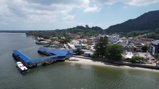 Lumut Maleisië Februari 2024 Luchtfoto Van Het Lumut Waterfront Marina — Stockvideo