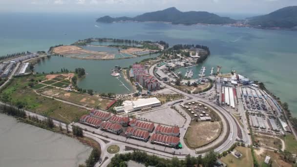 Lumut Malasia Febrero 2024 Vista Aérea Lumut Waterfront Marina Island — Vídeos de Stock