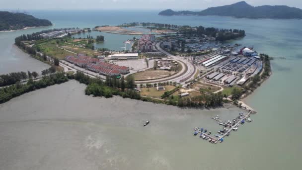 Lumut Maleisië Februari 2024 Luchtfoto Van Het Lumut Waterfront Marina — Stockvideo