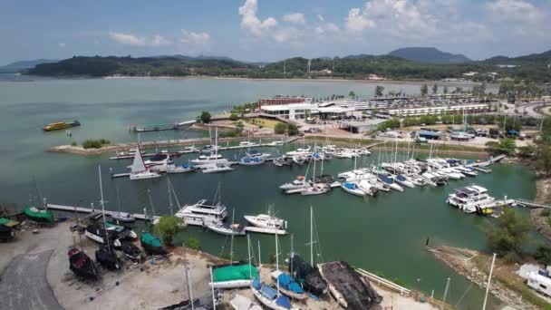 Lumut Malaysia Februari 2024 Pemandangan Udara Lumut Waterfront Dan Marina — Stok Video