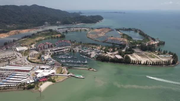 Лумут Малайзия Февраля 2024 Года Вид Воздуха Набережную Лумута Остров — стоковое видео