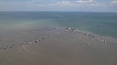 Kuala Selangor, Malezya Gökyüzü Aynası Kum Çubuğunun Hava Görüntüsü