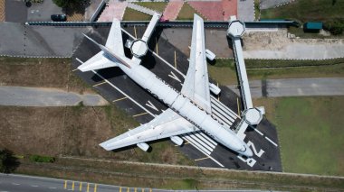 Melaka, Malezya - 19 Şubat 2024: Coach Airways Airplane 'in Hava Görüntüsü