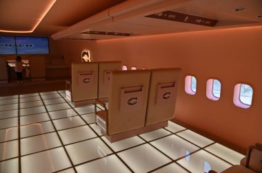 Melaka, Malezya - 19 Şubat 2024: Coach Airways Airplane 'in Hava Görüntüsü