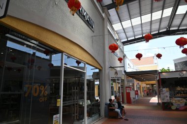 Melaka, Malezya - 19 Şubat 2024: Coach Airways Airplane 'in Hava Görüntüsü