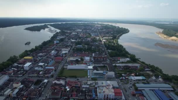 马来西亚Teluk Intan 2024年2月16日 Teluk Intan斜塔的空中景观 — 图库视频影像