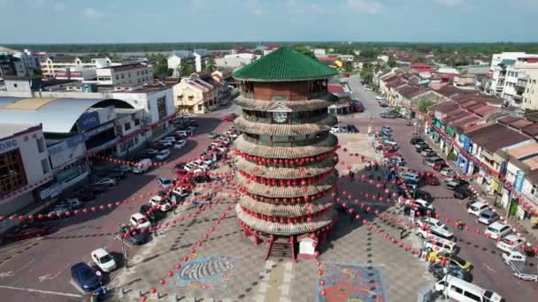 Teluk Intan Μαλαισία Φεβρουαρίου 2024 Αεροφωτογραφία Του Κεκλιμένου Πύργου Του — Αρχείο Βίντεο