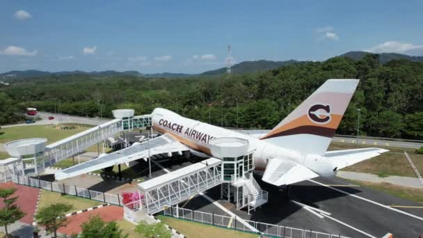 Melaka Malaysia Februar 2024 Luftaufnahme Des Flugzeugs Von Coach Airways — Stockvideo