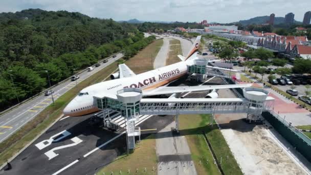 马来西亚马六甲 2024年2月19日 旅游巴士航空公司飞机的航观 — 图库视频影像