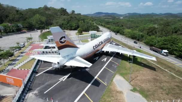 Melaka Malaisie Février 2024 Vue Aérienne Avion Coach Airways — Video