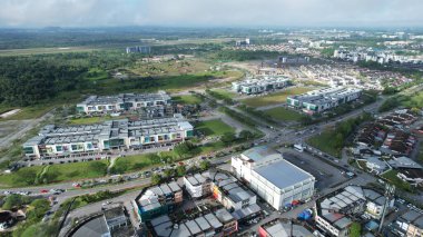 Kuching, Malezya - 9 Mayıs 2024: Galery, Emporium ve Saradise Ticaret Merkezlerinin Havadan Görünümü