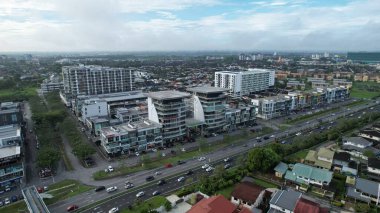 Kuching, Malaysia - May 9 2024: Aerial View of Galacity, Emporium and Saradise Commercial Centres clipart