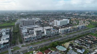 Kuching, Malezya - 9 Mayıs 2024: Galery, Emporium ve Saradise Ticaret Merkezlerinin Havadan Görünümü