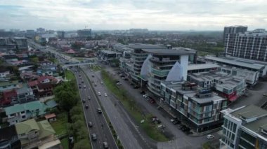 Kuching, Malezya - 9 Mayıs 2024: Galery, Emporium ve Saradise Ticaret Merkezlerinin Havadan Görünümü