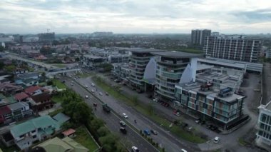 Kuching, Malezya - 9 Mayıs 2024: Galery, Emporium ve Saradise Ticaret Merkezlerinin Havadan Görünümü