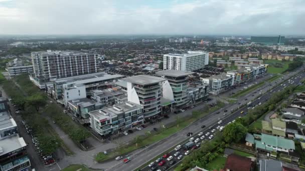 Kuching Malaysia May 2024 Aerial View Galacity Emporium Saradise Commercial — Stock Video