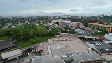 Kuching, Malezya - 9 Mayıs 2024: Galery, Emporium ve Saradise Ticaret Merkezlerinin Havadan Görünümü