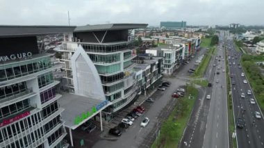 Kuching, Malezya - 9 Mayıs 2024: Galery, Emporium ve Saradise Ticaret Merkezlerinin Havadan Görünümü