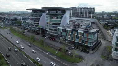 Kuching, Malezya - 9 Mayıs 2024: Galery, Emporium ve Saradise Ticaret Merkezlerinin Havadan Görünümü