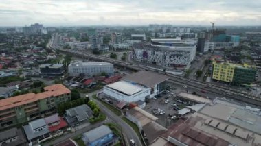 Kuching, Malezya - 9 Mayıs 2024: Galery, Emporium ve Saradise Ticaret Merkezlerinin Havadan Görünümü
