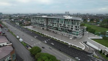 Kuching, Malezya - 9 Mayıs 2024: Galery, Emporium ve Saradise Ticaret Merkezlerinin Havadan Görünümü