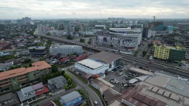 Kuching Malaysia May 2024 Aerial View Galacity Emporium Saradise Commercial — Stok video